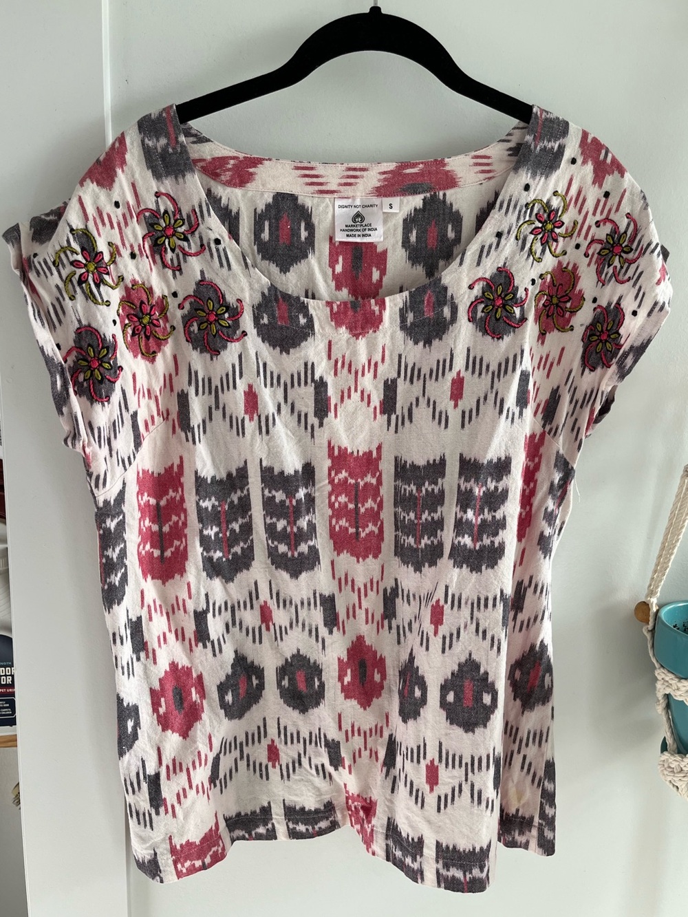 Artisan-made ikat-type cotton top